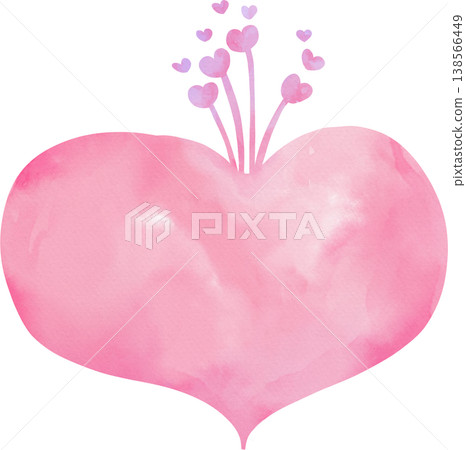 Pink watercolor heart with small floating hearts bursting upwards png love 138566449
