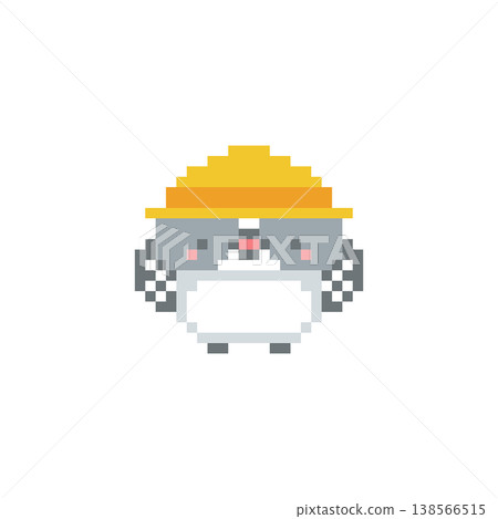 A pixel art image of a yellow hat and a long-tailed tit chick. A pixel art image of a yellow hat and a long-tailed tit chick. 138566515