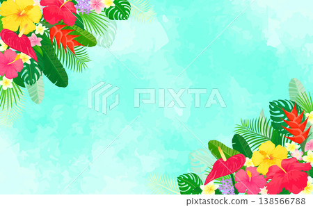 熱帶植物淺藍色背景框 1_水平 熱帶植物淺藍色背景框 1_水平 138566788