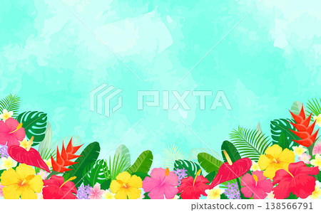 熱帶植物淺藍色背景框 2_水平 熱帶植物淺藍色背景框 2_水平 138566791