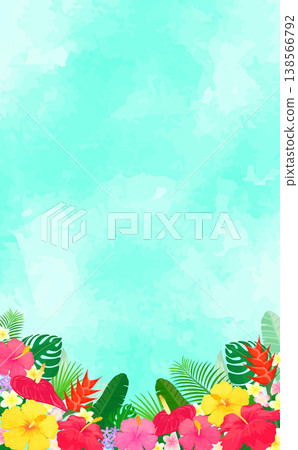 熱帶植物淺藍色背景框 2_垂直 熱帶植物淺藍色背景框 2_垂直 138566792