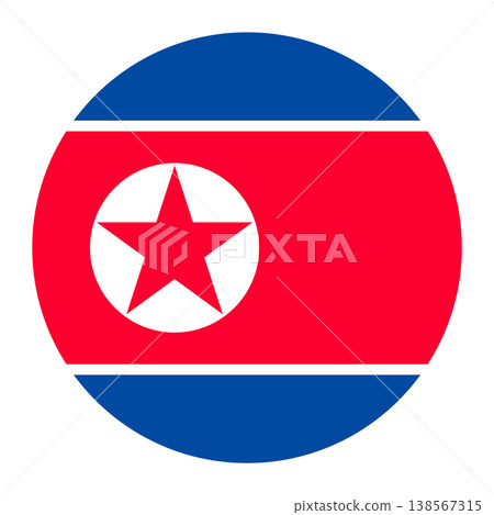Circular North Korea national flag symbol. DPRK emblem for news, history and politics. Circular North Korea national flag symbol. DPRK emblem for news, history and politics. 138567315