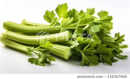 一張芹菜的特寫插圖，背景為白色。 138567668