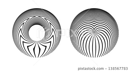 Abstract Circle Design Elements with 3D Illusion Effect. 138567783