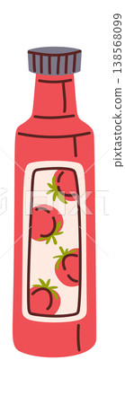 Ketchup Bottle With Tomato Label Cartoon Ketchup Bottle With Tomato Label Cartoon 138568099