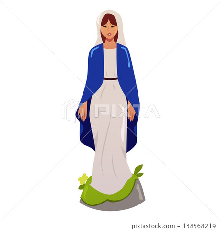 Arabic woman in long dress and head wrap vector flat illustration, Mexican female in national outfit, goddess, sculpture Arabic woman in long dress and head wrap vector flat illustration, Mexican female in national outfit, goddess, sculpture 138568219