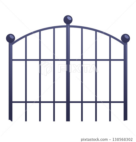 Metal fence, vector flat steel picket, city park garden barrier, cartoon backyard border isolated, boundary construction 138568302