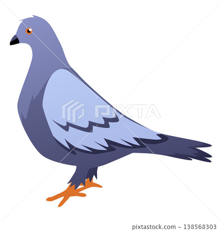 Dove bird flat icon, pigeon bird animal, beautiful gray fowl side view, carrier pigeon vector cartoon illustration 138568303