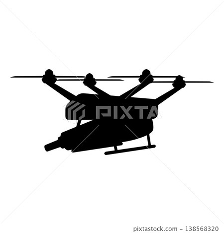Military drone UAV with gun ammunition vector black silhouette, flying quadcopter, unmanned aerial vehicle war mission Military drone UAV with gun ammunition vector black silhouette, flying quadcopter, unmanned aerial vehicle war mission 138568320