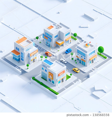 isometric houses on the city 138568338