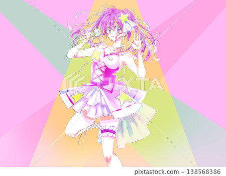 Singing and dancing idol, pink hair, light 138568386
