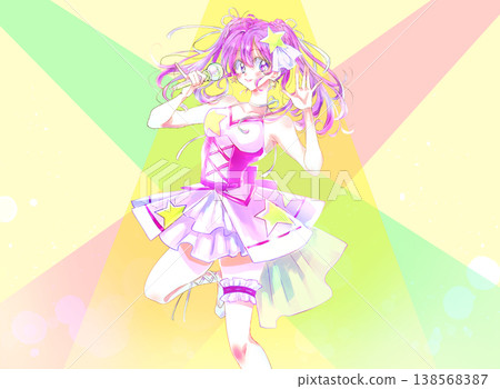 能歌善舞的偶像，粉紅色頭髮，光鮮亮麗 138568387