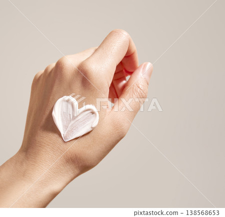 Hand model testing heart cream Hand model testing heart cream 138568653