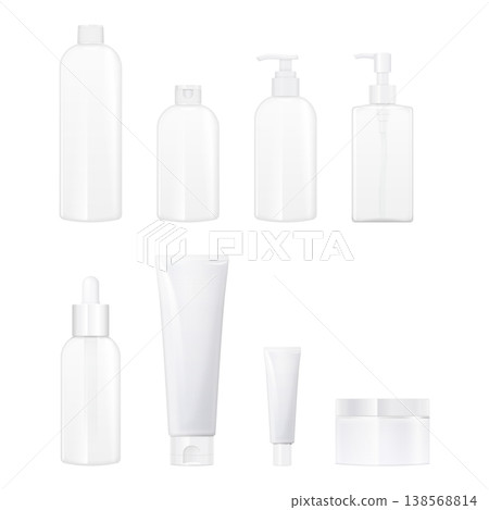 Cosmetic bottle/container mockup set [Simple, white, cosmetic packaging material] 138568814