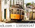 Yellow Tram in Alfama on Sunny Day. Lisbon, Portugal 138569147