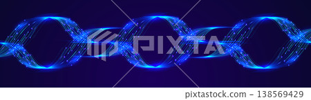 Digital Link Block Chain Pattern Blue Background. Abstract Ai Cyber Security Concept. Commerce Tech Fintech Cryptography Blockchain. Transparent Computer Data Connect Safety. Vector Illustration 138569429