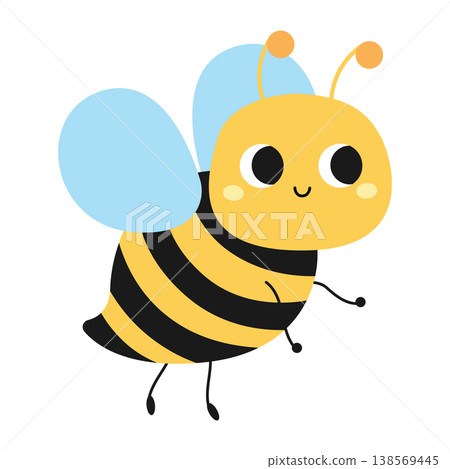 A funny bee. Cartoon insects. Vector illustration isolated on a white background 138569445