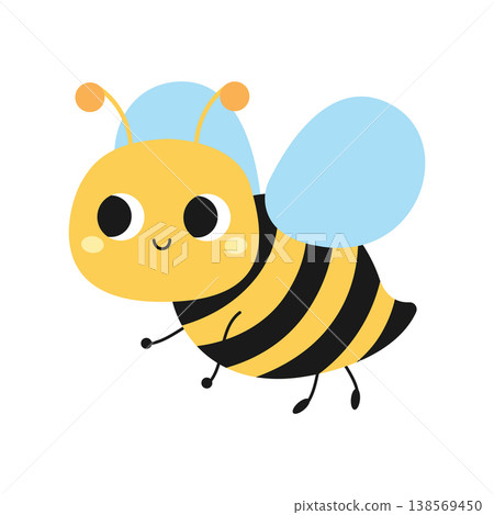 A funny bee. Cartoon insects. Vector illustration isolated on a white background A funny bee. Cartoon insects. Vector illustration isolated on a white background 138569450