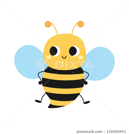 A funny bee. Cartoon insects. Vector illustration isolated on a white background A funny bee. Cartoon insects. Vector illustration isolated on a white background 138569451