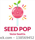 Red Seed Pop Lollipop Candy Vector with Sprout Leaves Flat Design 138569452