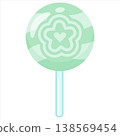 Mint Green Lollipop Candy Vector Flat Design Sweet Round Illustration 138569454