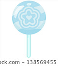 Sky Blue Lollipop Candy Vector Flat Design Sweet Round Illustration 138569455