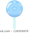 Soft Blue Lollipop Candy Vector Flat Design Sweet Round Illustration 138569459