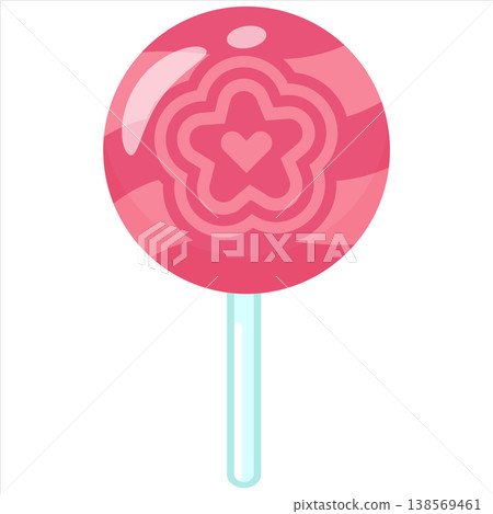 Red Lollipop Candy Vector Flat Design Sweet Round Illustration Red Lollipop Candy Vector Flat Design Sweet Round Illustration 138569461