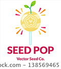 Yellow Seed Pop Lollipop Candy Vector with Sprout Leaves Flat Design 138569465