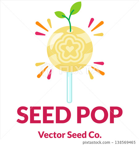 Yellow Seed Pop Lollipop Candy Vector with Sprout Leaves Flat Design Yellow Seed Pop Lollipop Candy Vector with Sprout Leaves Flat Design 138569465