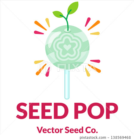 Mint Seed Pop Lollipop Candy Vector with Sprout Leaves Flat Design Mint Seed Pop Lollipop Candy Vector with Sprout Leaves Flat Design 138569468