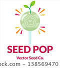 Green Seed Pop Lollipop Candy Vector with Sprout Leaves Flat Design 138569470
