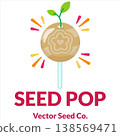 Brown Seed Pop Lollipop Candy Vector with Sprout Leaves Flat Design 138569471