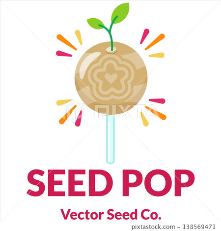 Brown Seed Pop Lollipop Candy Vector with Sprout Leaves Flat Design Brown Seed Pop Lollipop Candy Vector with Sprout Leaves Flat Design 138569471