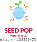Blue Seed Pop Lollipop Candy Vector with Sprout Leaves Flat Design 138569473