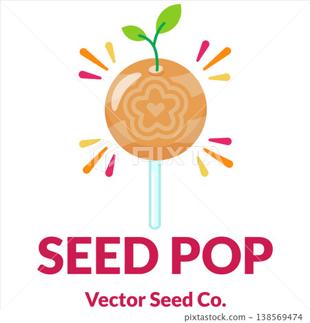 Orange Seed Pop Lollipop Candy Vector with Sprout Leaves Flat Design Orange Seed Pop Lollipop Candy Vector with Sprout Leaves Flat Design 138569474