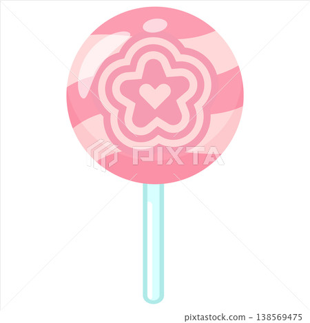 Light Pink Lollipop Candy Vector Flat Design Sweet Round Illustration Light Pink Lollipop Candy Vector Flat Design Sweet Round Illustration 138569475