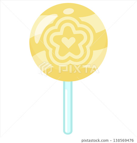 Yellow Lollipop Candy Vector Flat Design Sweet Round Illustration Yellow Lollipop Candy Vector Flat Design Sweet Round Illustration 138569476
