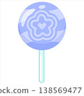 Blue Lollipop Candy Vector Flat Design Sweet Round Illustration 138569477