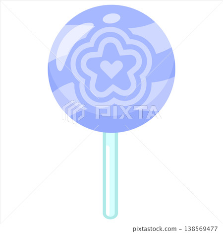 Blue Lollipop Candy Vector Flat Design Sweet Round Illustration Blue Lollipop Candy Vector Flat Design Sweet Round Illustration 138569477