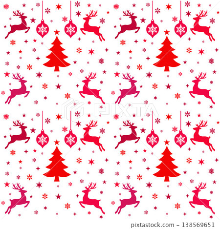 Reindeer and Christmas Elements Pattern Reindeer and Christmas Elements Pattern 138569651