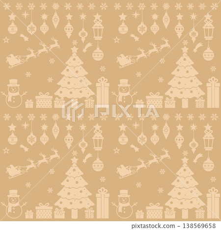 Christmas Tree and Gifts Seamless Pattern 138569658