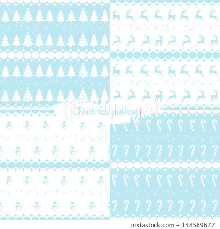 Blue Scandinavian Christmas Seamless Pattern Set Blue Scandinavian Christmas Seamless Pattern Set 138569677