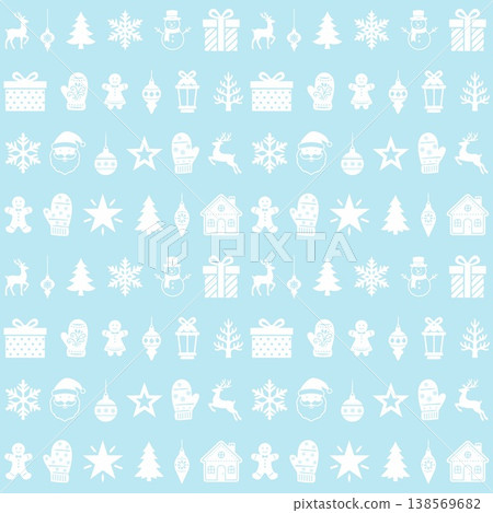 Light Blue Christmas Seamless Pattern 138569682