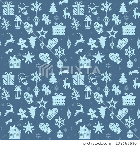 Blue Christmas Seamless Pattern 138569686