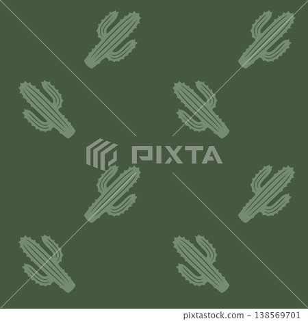 Dark Green Cactus Pattern Dark Green Cactus Pattern 138569701