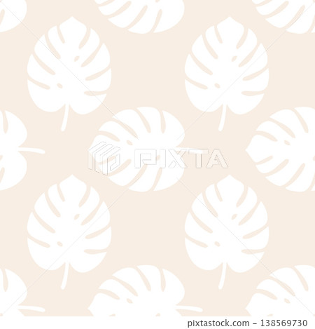 Soft Monstera Seamless Pattern Light Neutral Design Soft Monstera Seamless Pattern Light Neutral Design 138569730