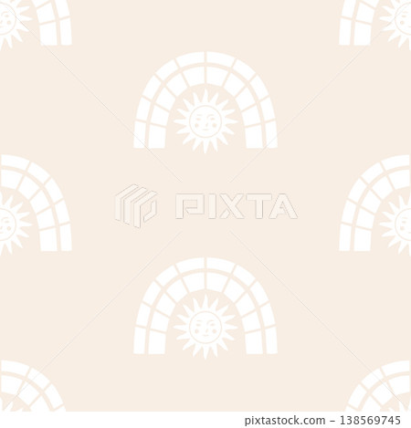 Boho Sun and Arch Pattern  Abstract Neutral Design 138569745