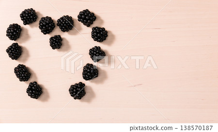 Fresh berries of blackberry in form heart Fresh berries of blackberry in form heart 138570187