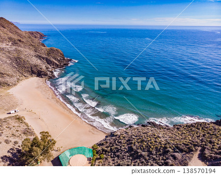 Sea coast landscape in Murcia Spain. Aerial view Sea coast landscape in Murcia Spain. Aerial view 138570194